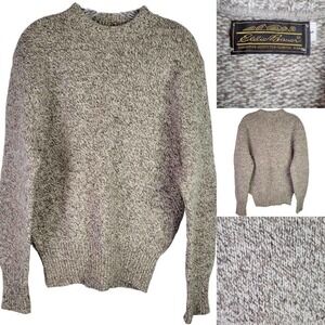 Eddie Bauer Vintage Large Beige Heather Wool ? Chunky Knit Sweater